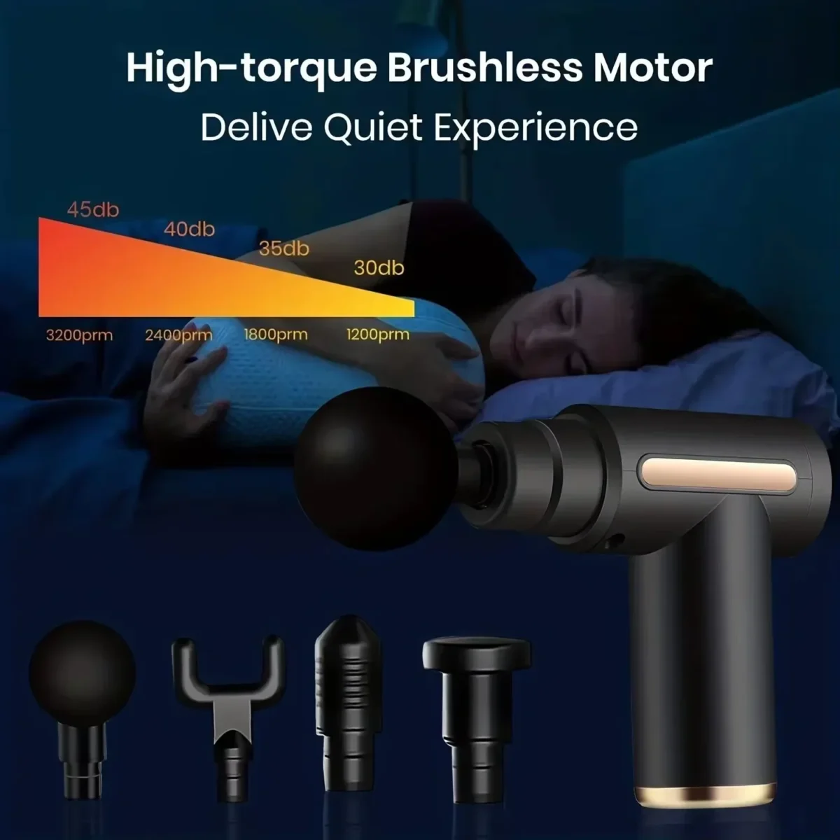 Fascial Massage Gun Electric Percussion Pistol Massager with LED Touch Screen 4 Replaceable Heads for Body Relaxation - Image 4