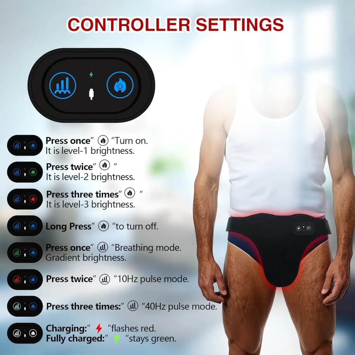 Red Light Therapy for Male Wellness,Rechargeable Wireless 660&850nm Near Infrared Light Therapy Pad for Prostate Therapy for Men - Image 4