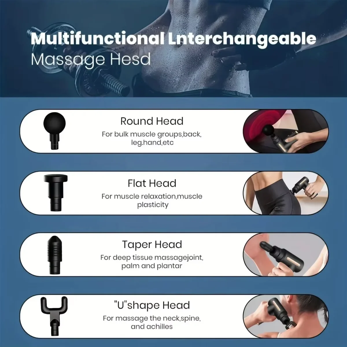 Fascial Massage Gun Electric Percussion Pistol Massager with LED Touch Screen 4 Replaceable Heads for Body Relaxation - Image 5