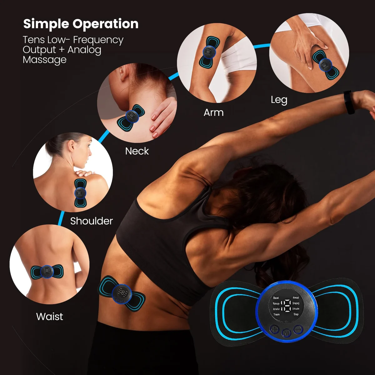 Mini Muscle Body Massager 19 Speed 8 Modes for Pain Relief for Full Body and Relaxation of Arm, Leg Shoulder, Waist - Image 3