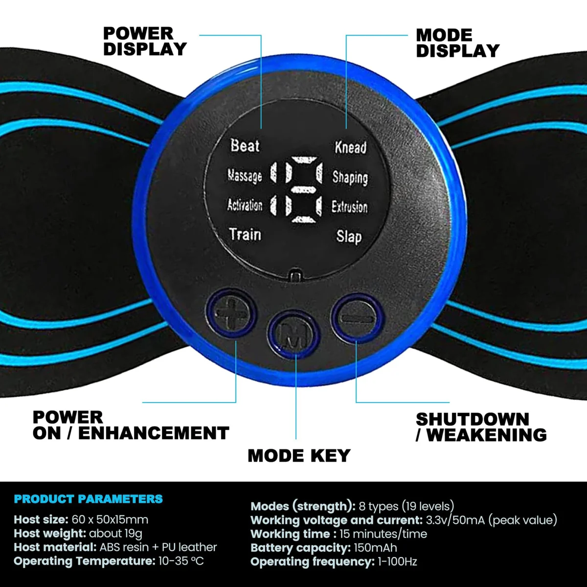 Mini Muscle Body Massager 19 Speed 8 Modes for Pain Relief for Full Body and Relaxation of Arm, Leg Shoulder, Waist - Image 5